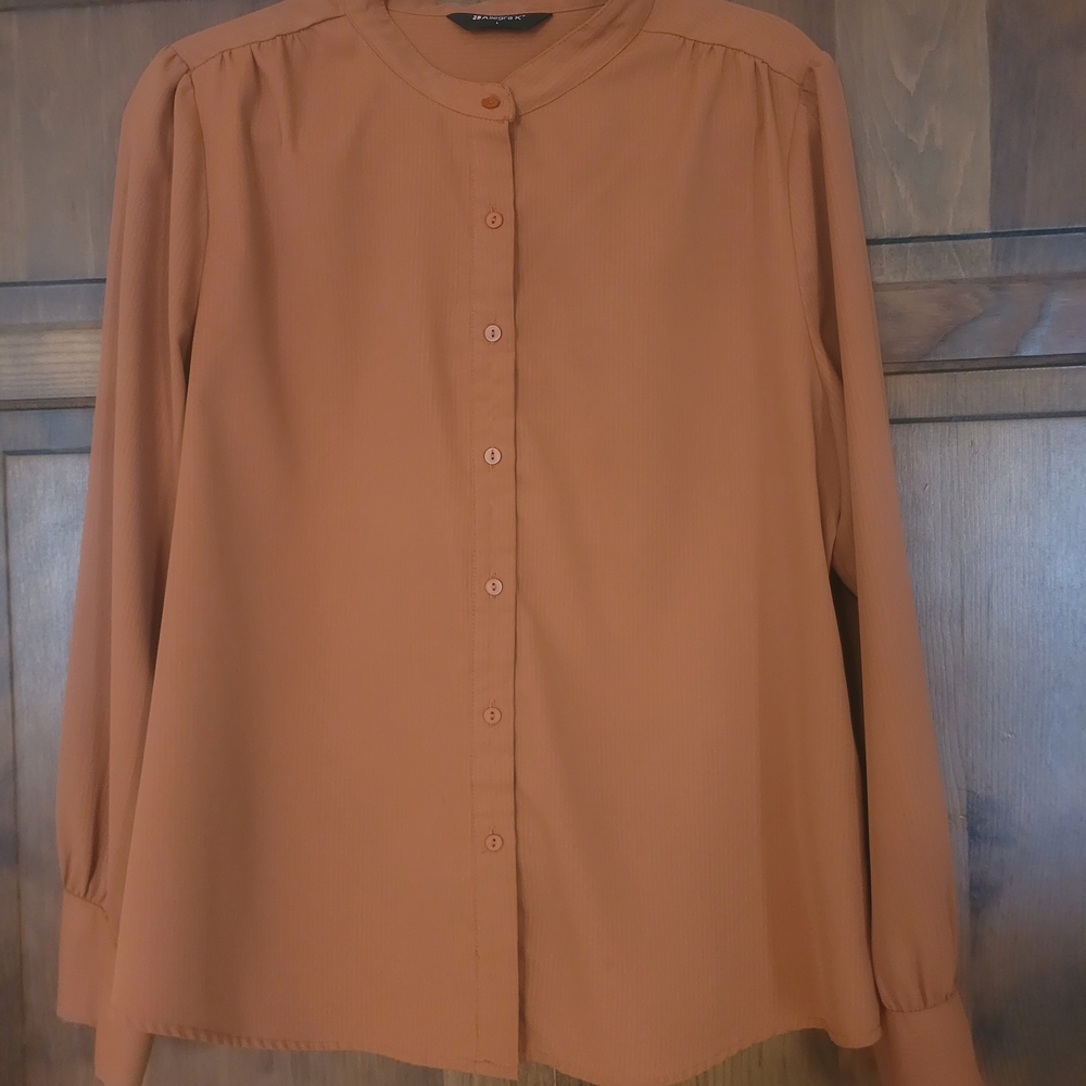 Allegra K Women's Rust Button-Down Shirt